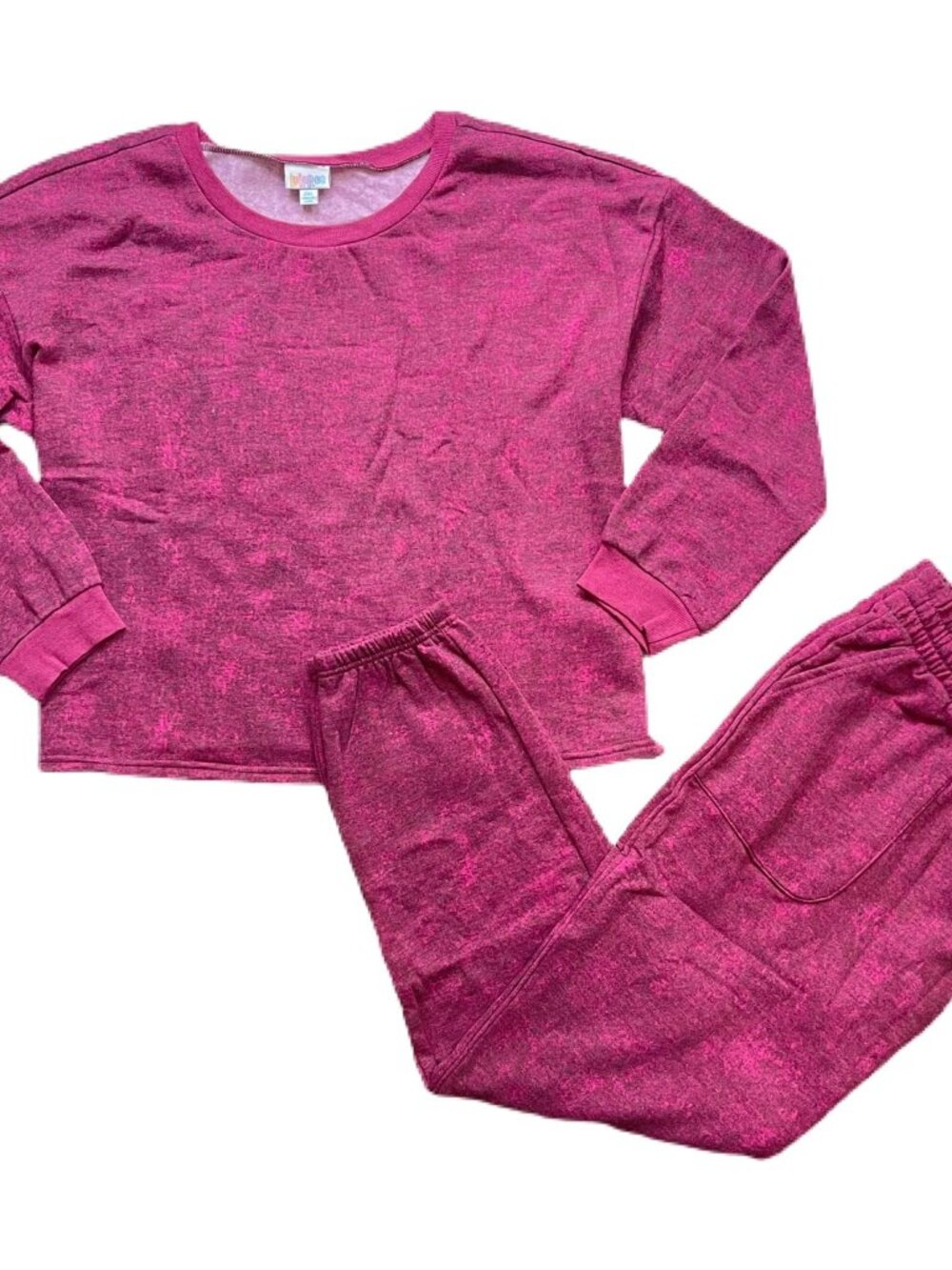 NEW S LuLaRoe Lulu Matching Set Sweatsuit Joggers Long Sleeve Pink Heathered Red